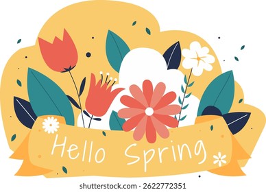 Spring Day Greeting Card, a warm illustration concept to celebrate the coming of spring with bright colors synonymous with spring.