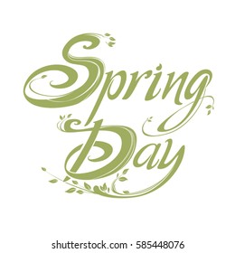 Spring Day. Vector lettering template for design.