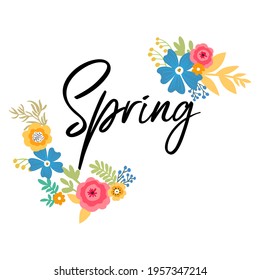 Spring decoration with flowers. Vector art illustration