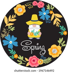 Spring decoration with flowers. Vector art illustration