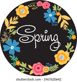 Spring decoration with flowers. Vector art illustration