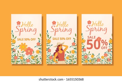 Ilustración de banner decorativa de primavera, pasos 10