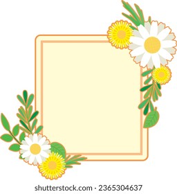 Spring decorative frame with flowers and leaves
