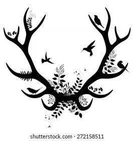 Spring deer silhouette. vector illustration isolated on white