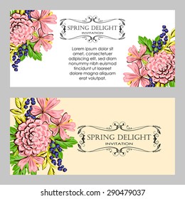 Spring delight collection. Beautiful invitation card of beautiful flowers. Easy to edit. Perfect for invitations or announcements.