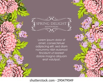 Spring delight collection. Beautiful invitation card of beautiful flowers. Easy to edit. Perfect for invitations or announcements.
