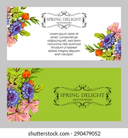 Spring delight collection. Beautiful invitation card of beautiful flowers. Easy to edit. Perfect for invitations or announcements.