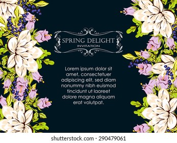 Spring delight collection. Beautiful invitation card of beautiful flowers. Easy to edit. Perfect for invitations or announcements.