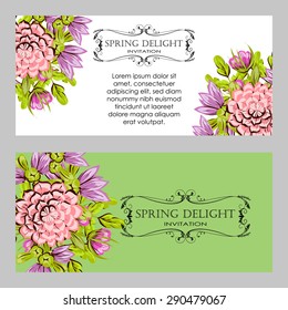 Spring delight collection. Beautiful invitation card of beautiful flowers. Easy to edit. Perfect for invitations or announcements.