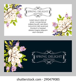 Spring delight collection. Beautiful invitation card of beautiful flowers. Easy to edit. Perfect for invitations or announcements.