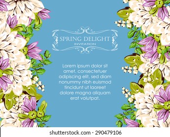 Spring delight collection. Beautiful invitation card of beautiful flowers. Easy to edit. Perfect for invitations or announcements.