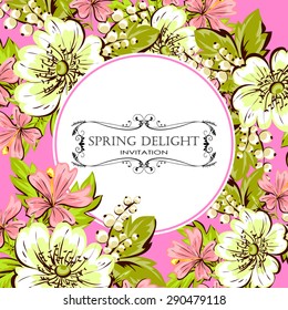 Spring delight collection. Beautiful invitation card of beautiful flowers. Easy to edit. Perfect for invitations or announcements.