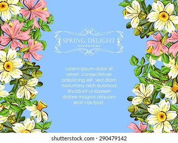 Spring delight collection. Beautiful invitation card of beautiful flowers. Easy to edit. Perfect for invitations or announcements.