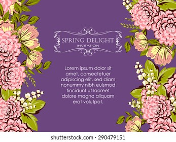Spring delight collection. Beautiful invitation card of beautiful flowers. Easy to edit. Perfect for invitations or announcements.