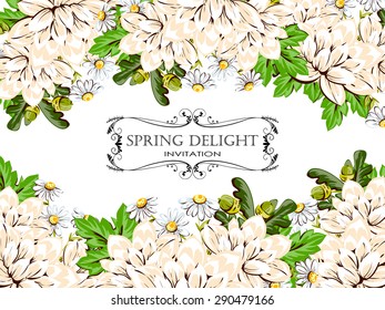 Spring delight collection. Beautiful invitation card of beautiful flowers. Easy to edit. Perfect for invitations or announcements.