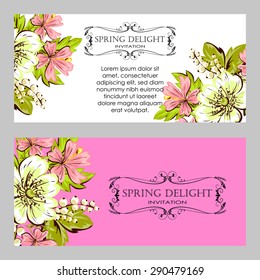 Spring delight collection. Beautiful invitation card of beautiful flowers. Easy to edit. Perfect for invitations or announcements.