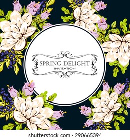 Spring delight collection. Beautiful invitation card of beautiful flowers. Easy to edit. Perfect for invitations or announcements.