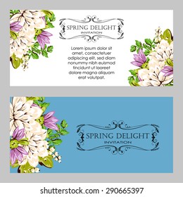 Spring delight collection. Beautiful invitation card of beautiful flowers. Easy to edit. Perfect for invitations or announcements.
