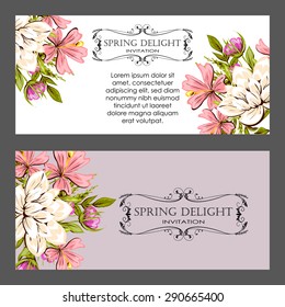 Spring delight collection. Beautiful invitation card of beautiful flowers. Easy to edit. Perfect for invitations or announcements.