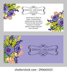 Spring delight collection. Beautiful invitation card of beautiful flowers. Easy to edit. Perfect for invitations or announcements.