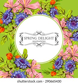 Spring delight collection. Beautiful invitation card of beautiful flowers. Easy to edit. Perfect for invitations or announcements.