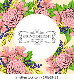 Spring delight collection. Beautiful invitation card of beautiful flowers. Easy to edit. Perfect for invitations or announcements.