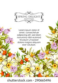 Spring delight collection. Beautiful invitation card of beautiful flowers. Easy to edit. Perfect for invitations or announcements.