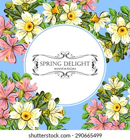 Spring delight collection. Beautiful invitation card of beautiful flowers. Easy to edit. Perfect for invitations or announcements.