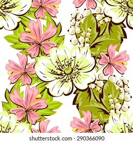 Spring delight collection. Beautiful wallpaper seamless vintage flower pattern. Easy to edit. Using mask.