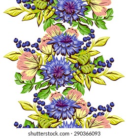 Spring delight collection. Beautiful wallpaper seamless vintage flower pattern. Easy to edit. Using mask.