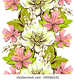 Spring delight collection. Beautiful wallpaper seamless vintage flower pattern. Easy to edit. Using mask.