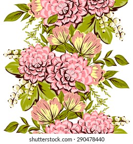 Spring delight collection. Beautiful wallpaper seamless vintage flower pattern. Easy to edit. Using mask. 