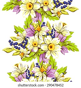 Spring delight collection. Beautiful wallpaper seamless vintage flower pattern. Easy to edit. Using mask. 
