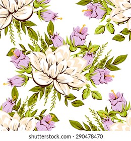 Spring delight collection. Beautiful wallpaper seamless vintage flower pattern. Easy to edit. Using mask. 