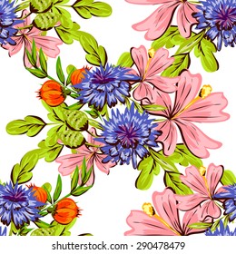 Spring delight collection. Beautiful wallpaper seamless vintage flower pattern. Easy to edit. Using mask. 