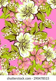 Spring delight collection. Beautiful wallpaper seamless vintage flower pattern. Easy to edit. Using mask. 