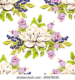 Spring delight collection. Beautiful wallpaper seamless vintage flower pattern. Easy to edit. Using mask. 