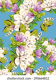 Spring delight collection. Beautiful wallpaper seamless vintage flower pattern. Easy to edit. Using mask. 