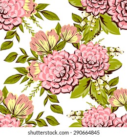 Spring delight collection. Beautiful wallpaper seamless vintage flower pattern. Easy to edit. Using mask. 