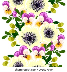 Spring delight collection.  Beautiful wallpaper seamless vintage flower pattern. Easy to edit. Using mask. 