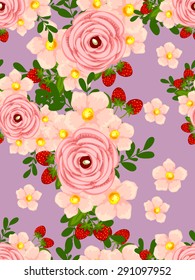 Spring delight collection.  Beautiful wallpaper seamless vintage flower pattern. Easy to edit. Using mask. 