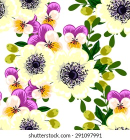 Spring delight collection.  Beautiful wallpaper seamless vintage flower pattern. Easy to edit. Using mask. 