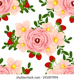 Spring delight collection.  Beautiful wallpaper seamless vintage flower pattern. Easy to edit. Using mask. 
