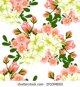 Spring delight collection.  Beautiful wallpaper seamless vintage flower pattern. Easy to edit. Using mask. 