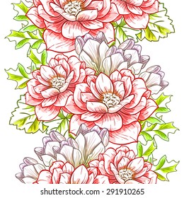 Spring delight collection. Beautiful wallpaper seamless vintage flower pattern. Easy to edit. Using mask. 