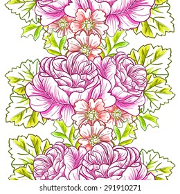 Spring delight collection. Beautiful wallpaper seamless vintage flower pattern. Easy to edit. Using mask. 
