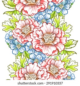 Spring delight collection. Beautiful wallpaper seamless vintage flower pattern. Easy to edit. Using mask. 