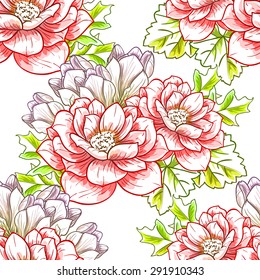 Spring delight collection. Beautiful wallpaper seamless vintage flower pattern. Easy to edit. Using mask. 