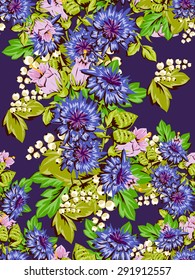 Spring delight collection. Beautiful wallpaper seamless vintage flower pattern. Easy to edit. Using mask. 