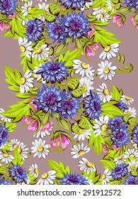 Spring delight collection. Beautiful wallpaper seamless vintage flower pattern. Easy to edit. Using mask. 